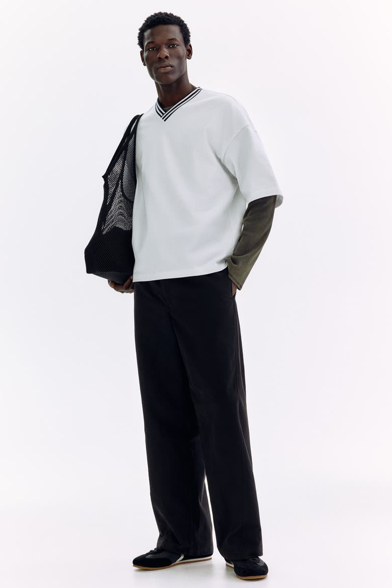 Relaxed Fit Twisted Trousers, Main, color, Black