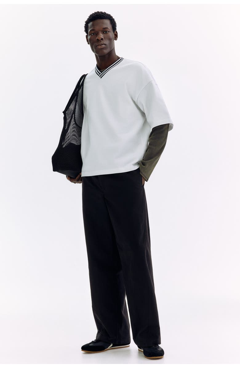 H&M Relaxed Fit Twisted Trousers, Main, color, Black