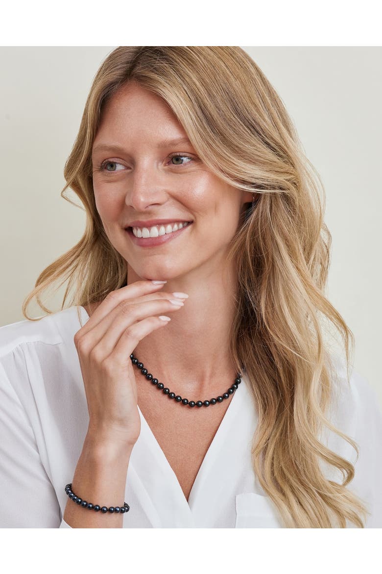 7.5-8.0mm Akoya Black Pearl Bracelet, Alternate, color, Black Pearls