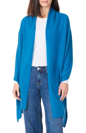 Amicale Cashmere Travel Wrap Scarf In Blue
