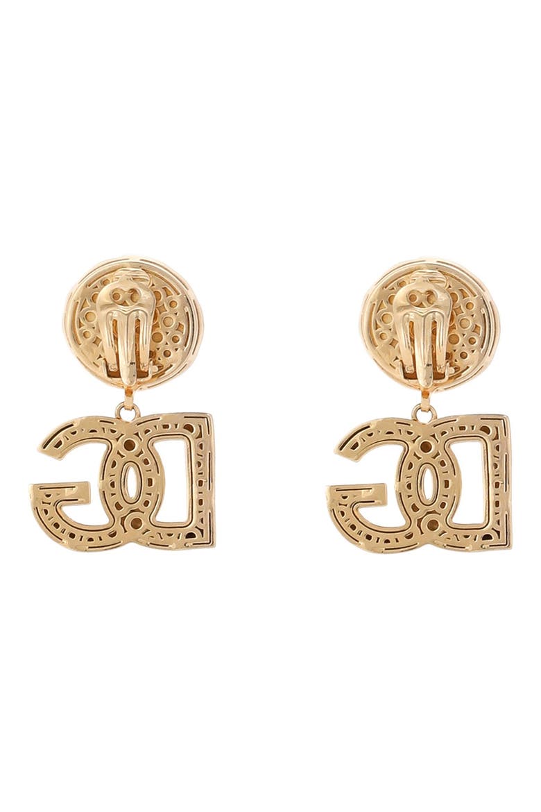 DG Logo Imitation Pearl Clip-On Earrings, Alternate, color, ZOO00 ORO