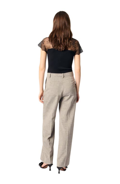Maje Jersey Top With Lace Trim In Black