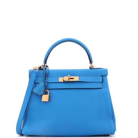 Kelly Handbag Blue Togo with Gold Hardware 28