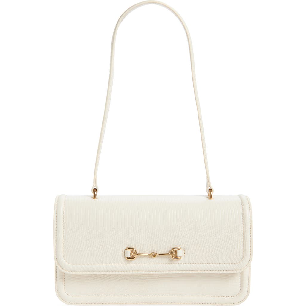 Sam Edelman Loraine Flap Embossed Faux Leather Shoulder Bag In White