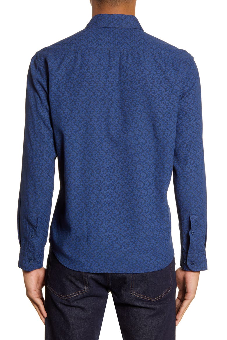 Print Button-Up Shirt, Alternate, color, NAVY