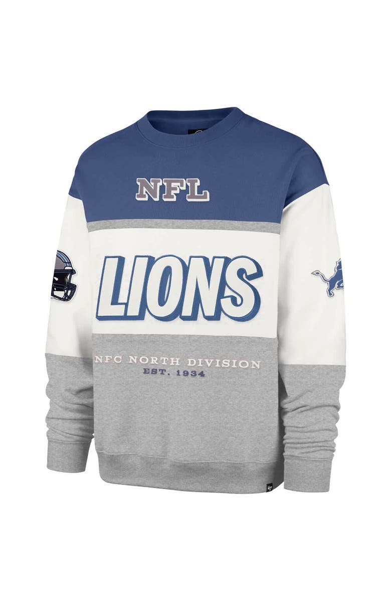 '47 Men's '47 Blue/Gray Detroit Lions Breeze Maximalist Sweatshirt, Alternate, color, Blue