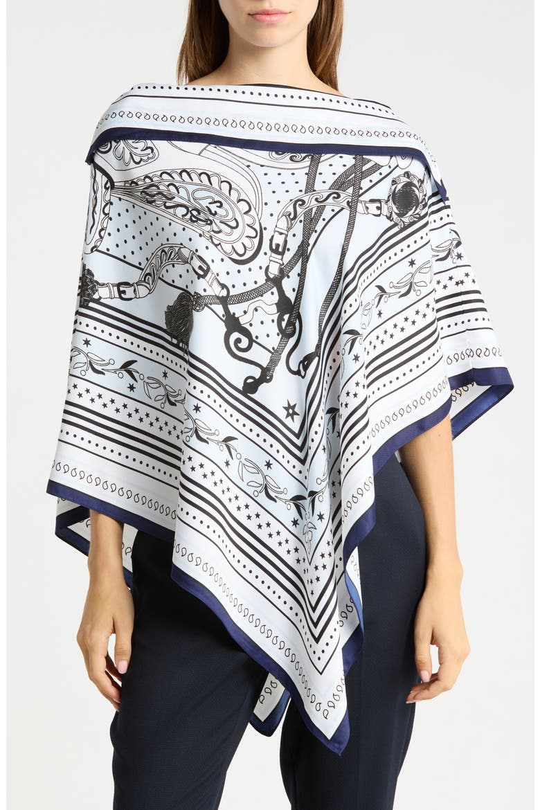 Chain Print Satin Poncho, Main, color, WHITE