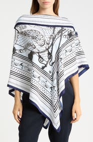 La Fiorentina Chain Print Satin Poncho
