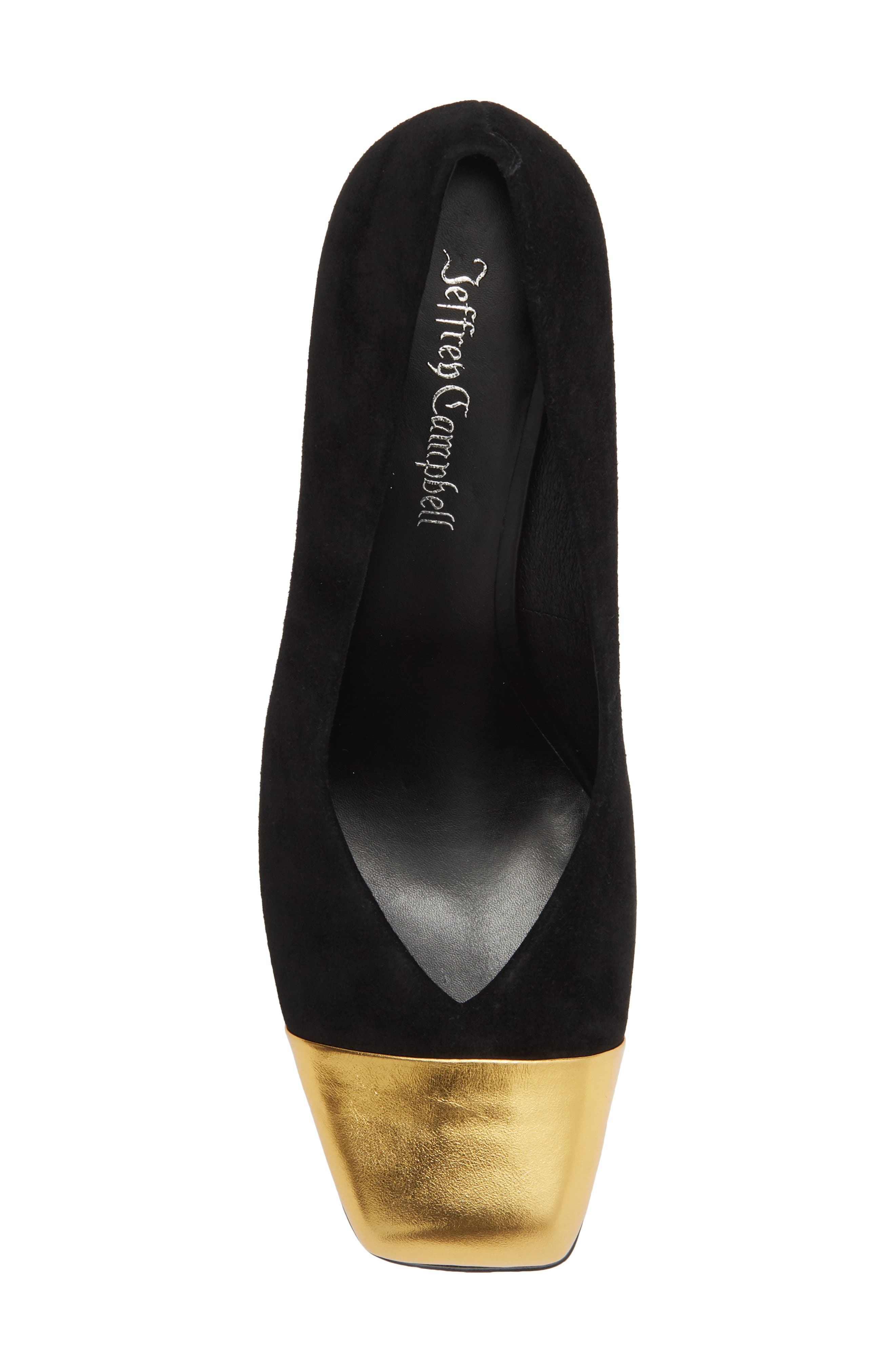 Sound Cap Toe Pump, Alternate, color, BLACK SUEDE GOLD COMBO