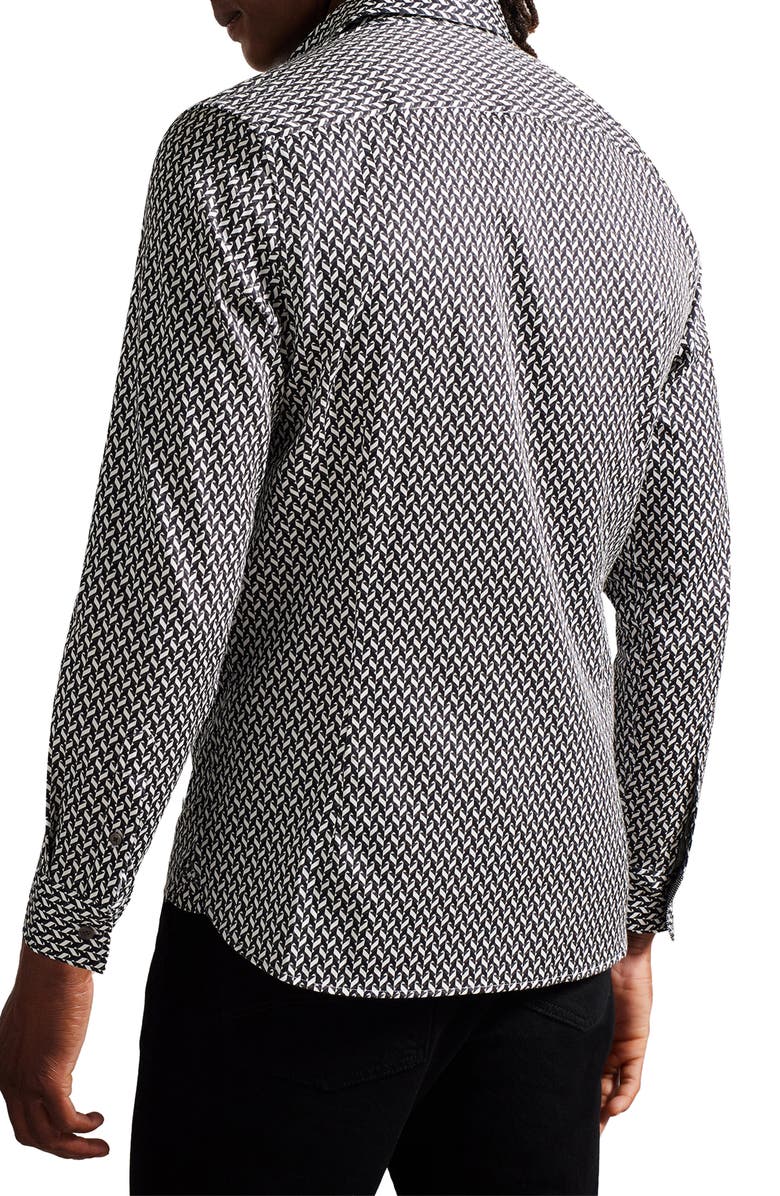 Ted Baker London Laceby Slim Fit Geometric Print Stretch Button-Up Shirt, Alternate, color, 