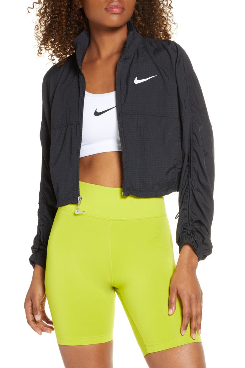 Sportswear Swoosh Crop Jacket, Main, color, BLACK/ WHITE