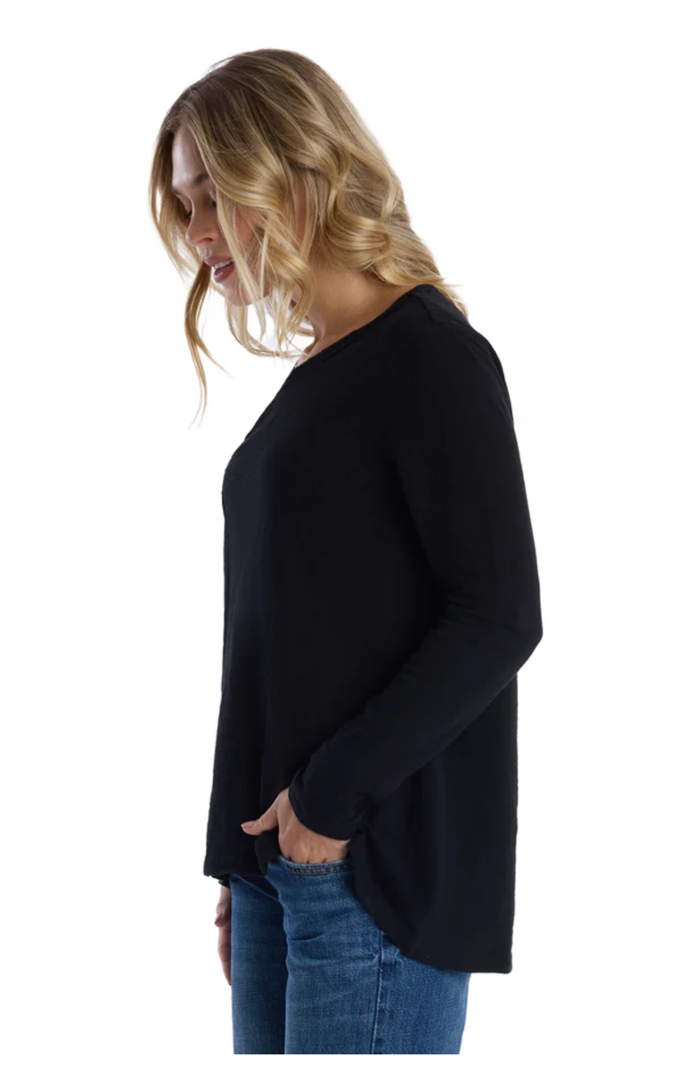 WILT Clothing Wide Neck Long Sleeve Tee, Alternate, color, Black