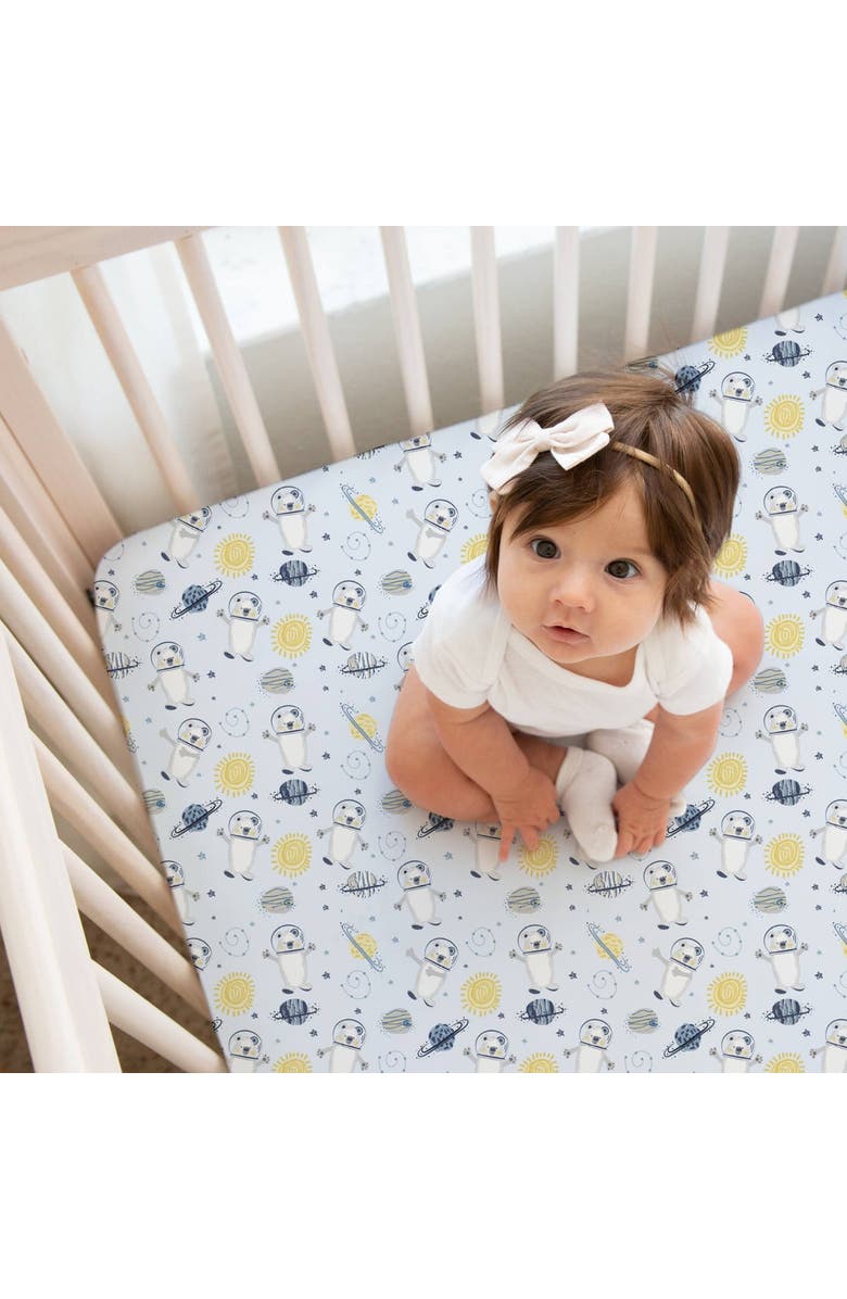 Norani Organic Fitted Crib Sheet, Alternate, color, Space Bears