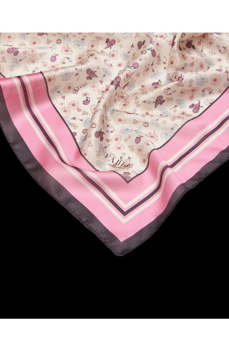 Fable England Deco Blooms Silky Lightweight Cream Scarf, Alternate, color, Pink