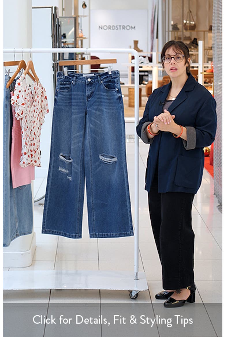 Ripped Low Rise Wide Leg Jeans video
