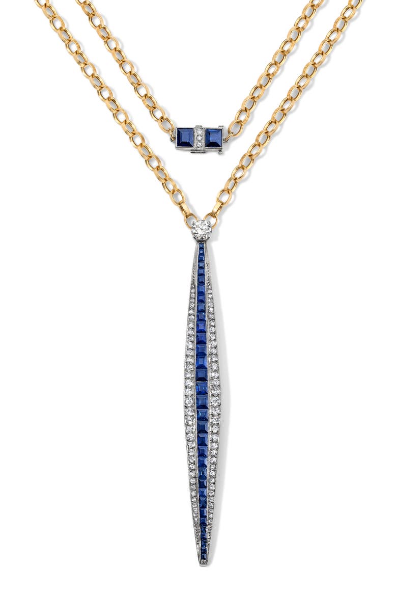 Sapphire & Diamond Sautoir Necklace, Main, color, GOLD