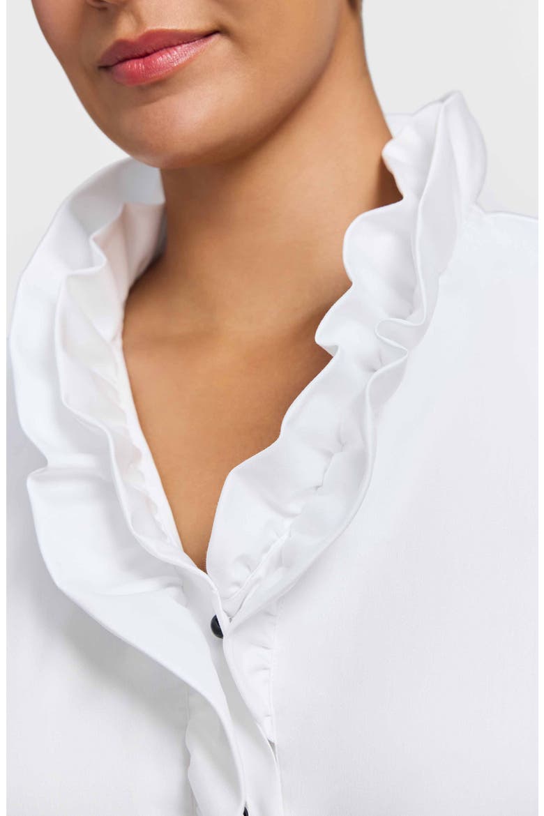 Edith Ruffle Button-Up Shirt, Alternate, color, WHITE