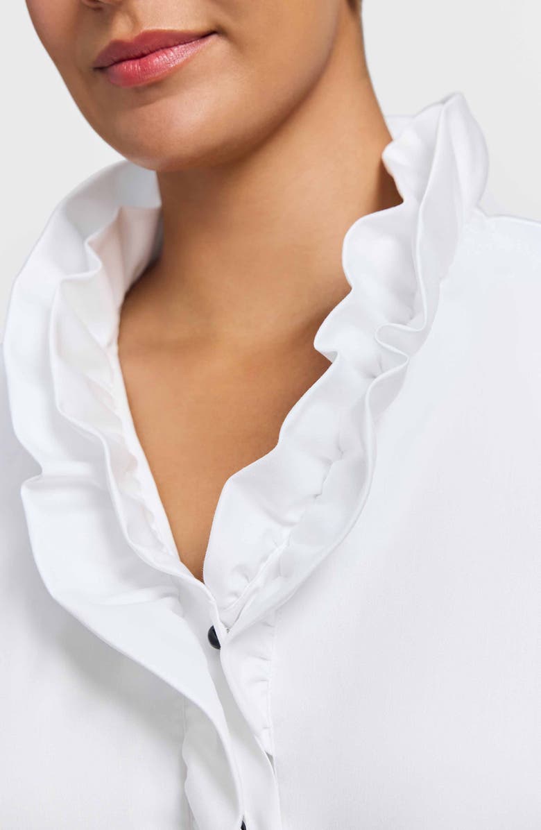 Foxcroft Edith Ruffl Shirt, Alternate, color, White