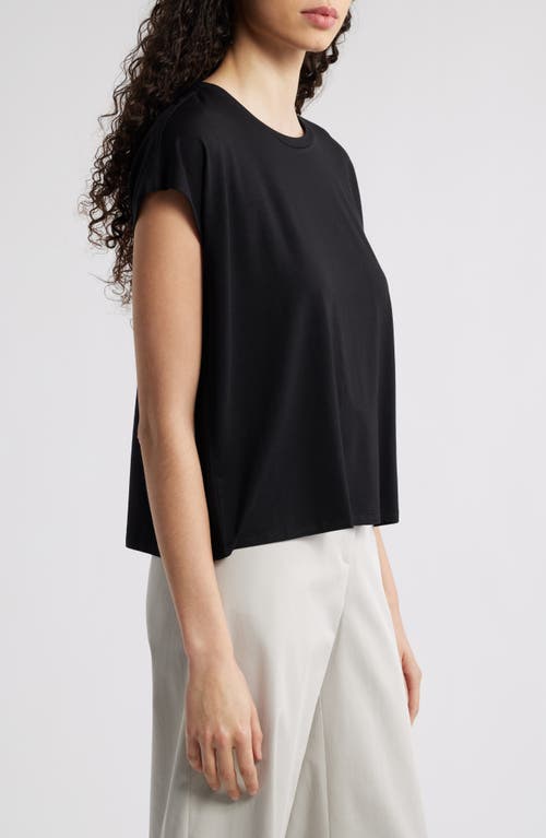 Eileen Fisher Crewneck Stretch Jersey Top In Black