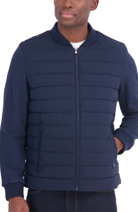 Mixed Media Water Resistant Bomber Jacket