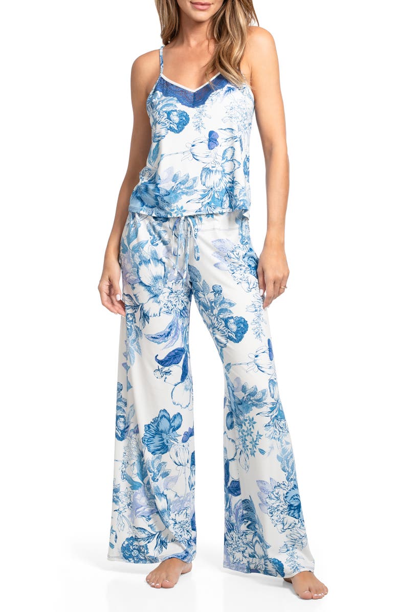 In Bloom by Jonquil Rylee Wide Leg Pajamas, Main, color, Ivory