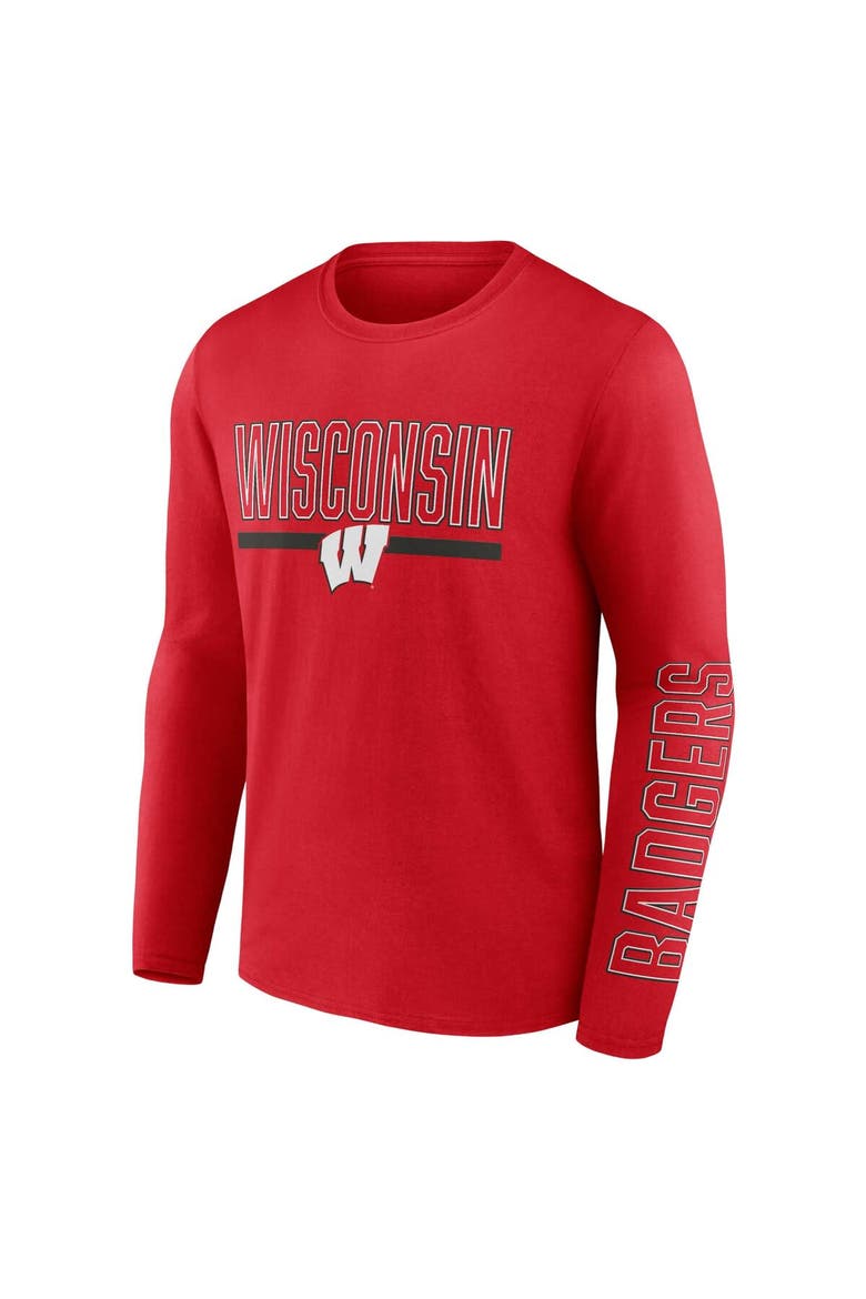 Men's Profile Red Wisconsin Badgers Big & Tall Two-Hit Graphic Long Sleeve T-Shirt, Alternate, color, Red