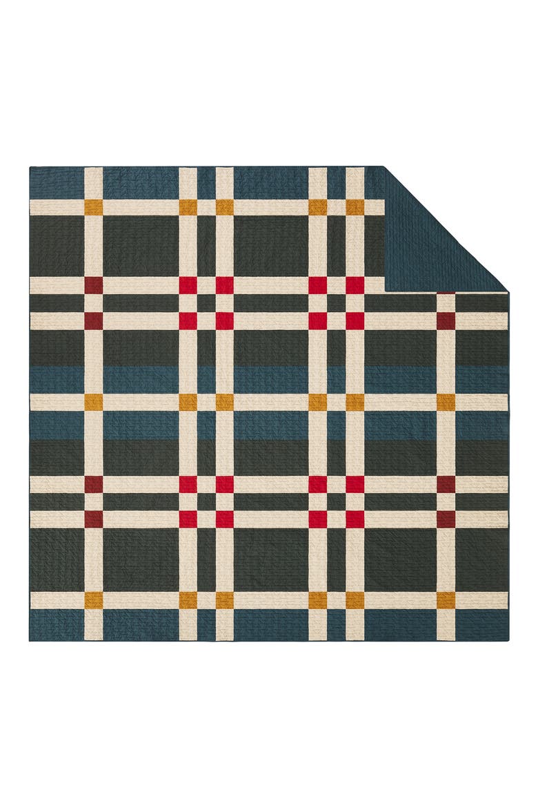 Four Square Quilt & Shams Set, Alternate, color, BALSAM GREEN