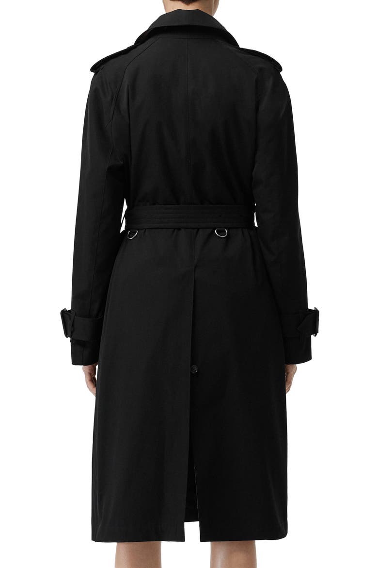 Crostwick Side Slit Tropical Gabardine Trench Coat, Alternate, color, BLACK