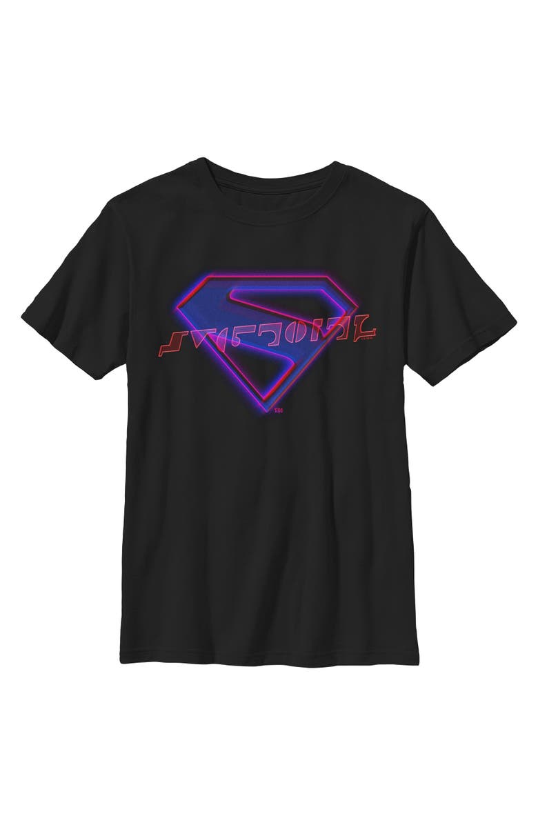 Supergirl Boy's Supergirl Neon Classic Logo Graphic T-Shirt, Main, color, Black