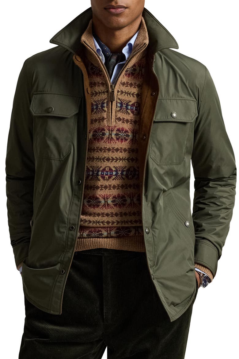 Reversible Goat Suede Shirt Jacket, Main, color, BRWN/ OLVE
