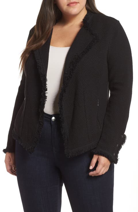 Fringe Mix Knit Jacket (Plus Size)