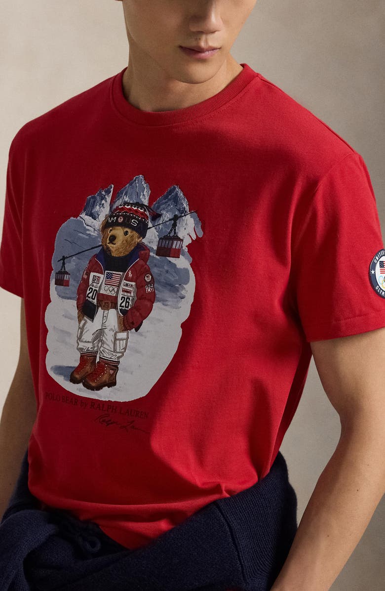Polo Ralph Lauren Team USA Polo Bear Graphic T-Shirt, Alternate, color, Red