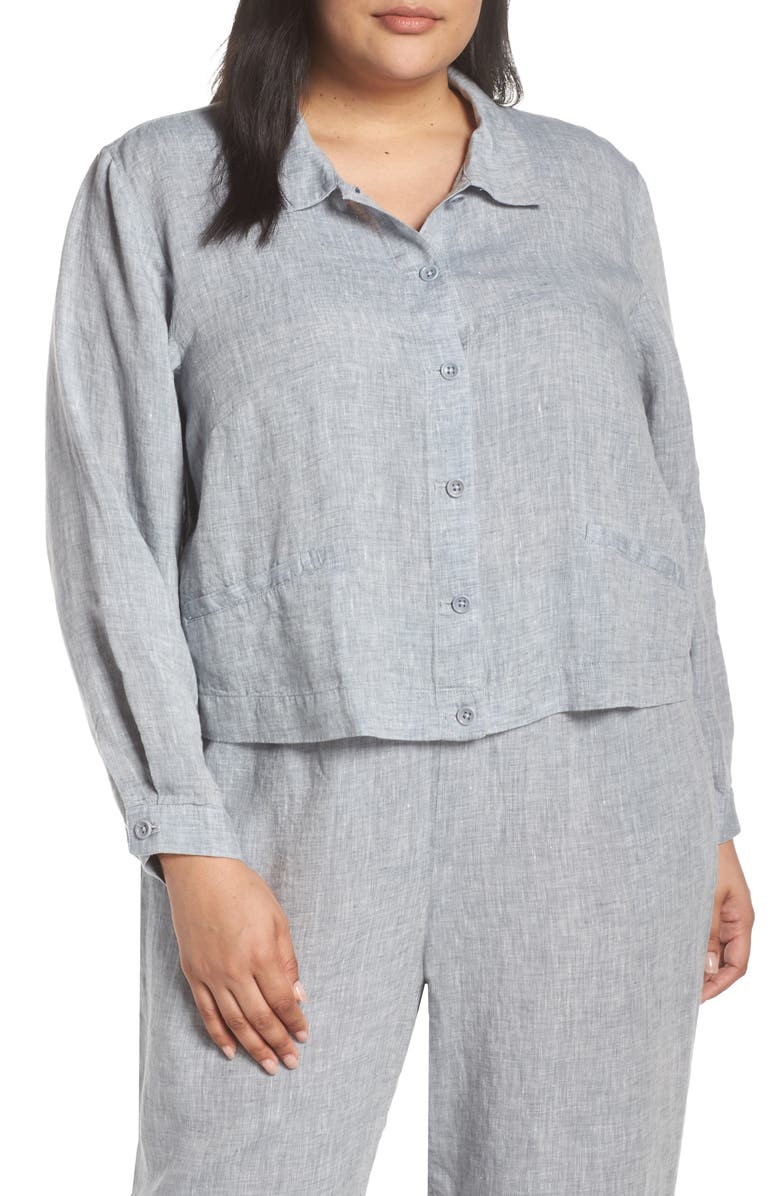 Eileen Fisher Crop Organic Linen Jacket, Main, color, 