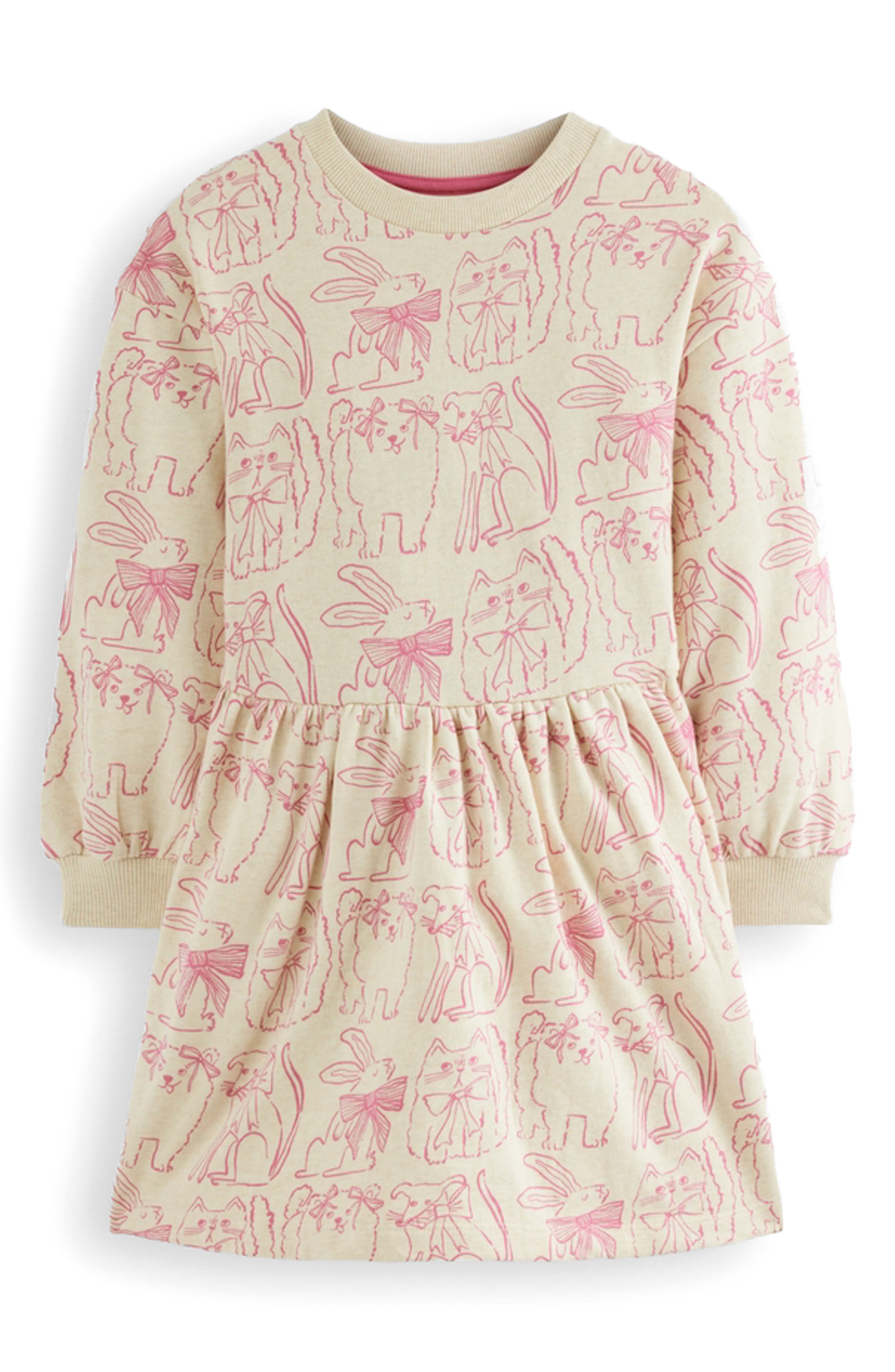 Mini Boden Kids' Pet Print Long Sleeve Cotton Sweatshirt Dress