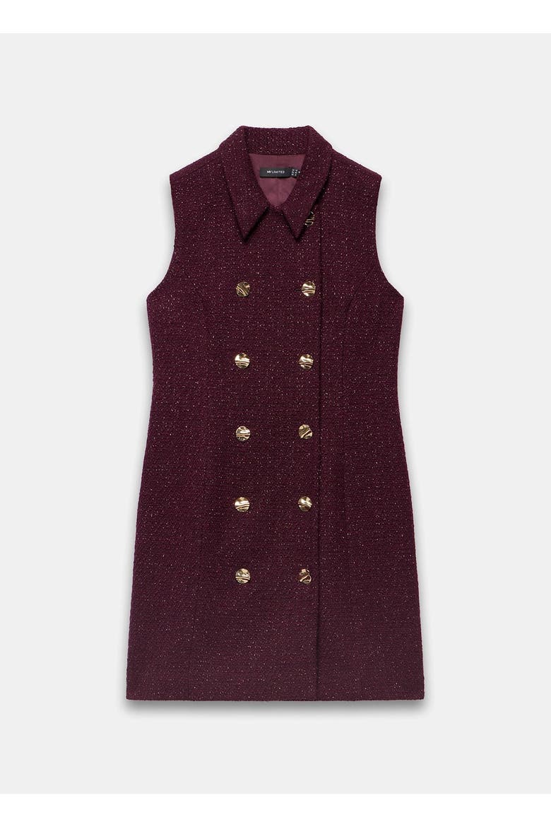 Boucle Mini Shift Dress, Alternate, color, Burgundy