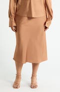 Renee C Satin Midi Skirt