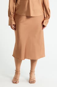 Renee C Satin Midi Skirt