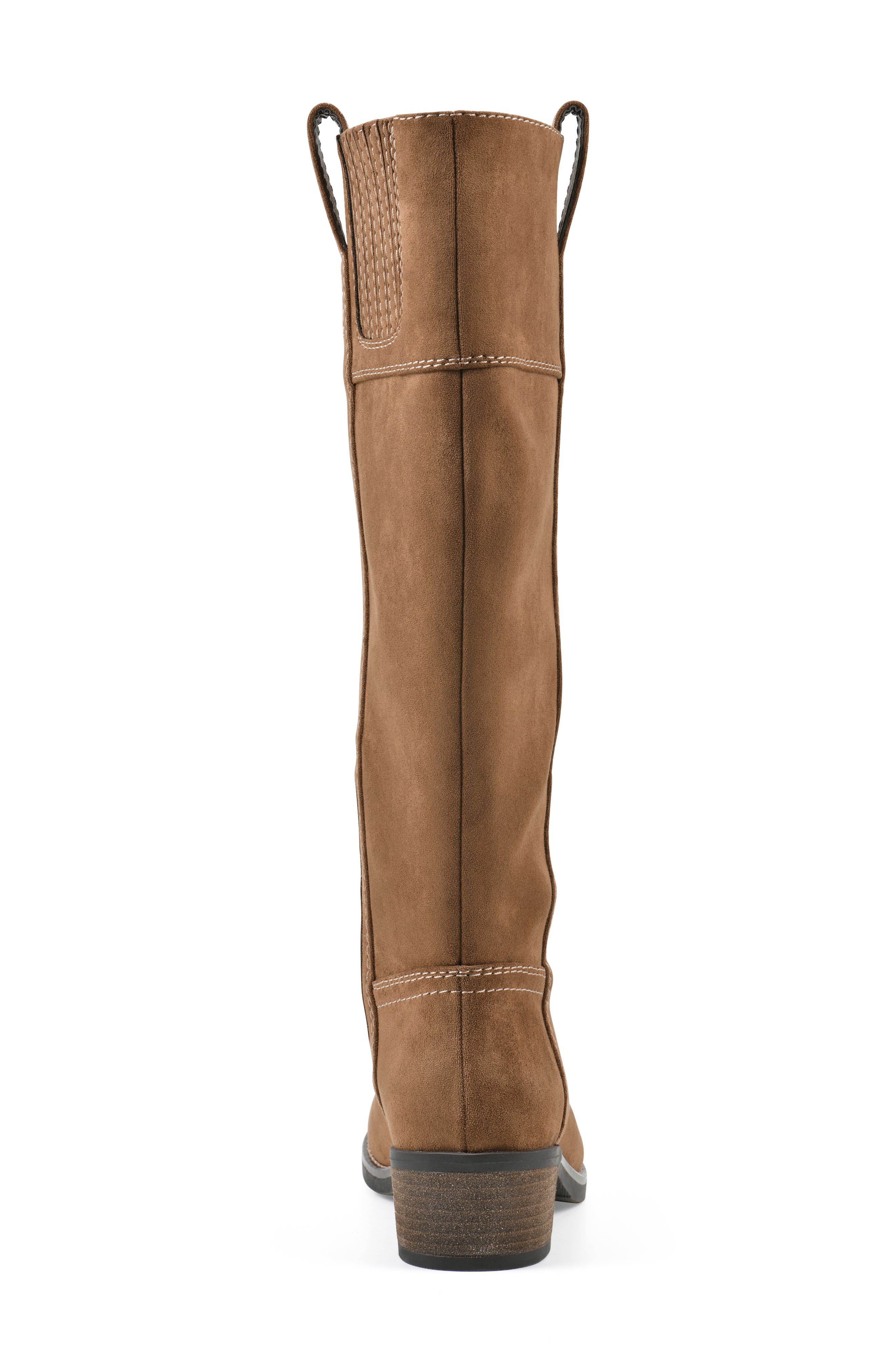 Merrier Western Tall Shaft Faux Leather Boot, Alternate, color, MOCHA/ FABRIC