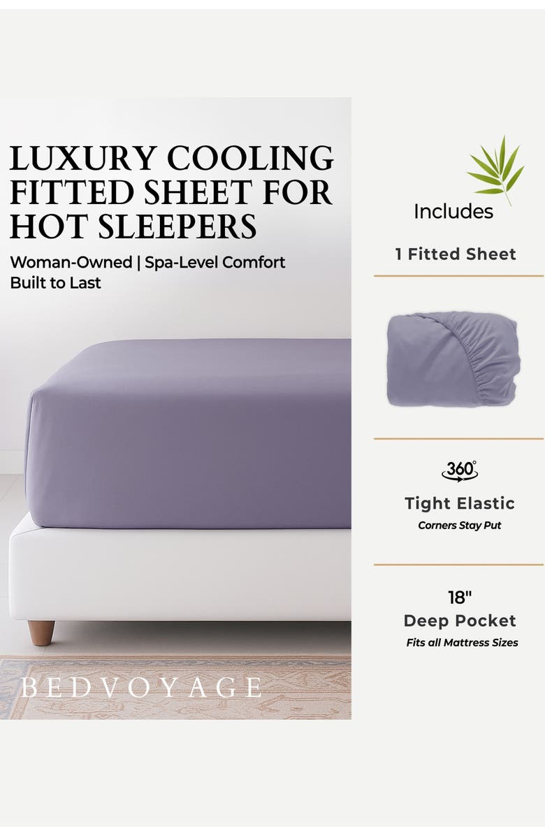 BedVoyage Luxury 100% Viscose Cooling Fitted Sheet, Alternate, color, Platinum