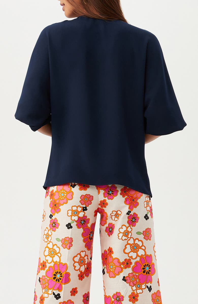 Trina Turk Sail Puff Sleeve Button-Up Top, Alternate, color, Indigo