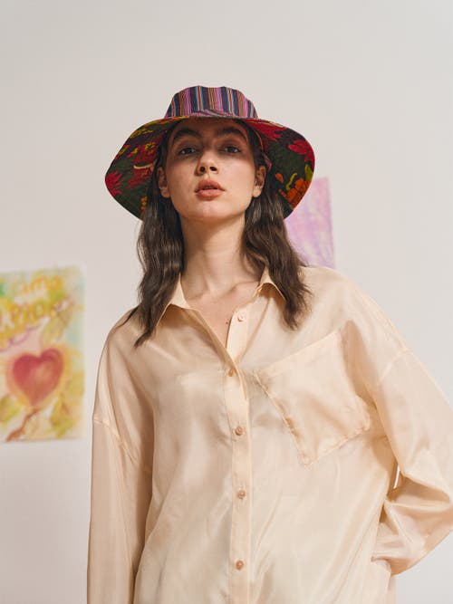Lost Pattern Nyc Women's Frida X Lost Pattern "frida's Garden" Cotton Reversible Sun Hat - Green In Multi