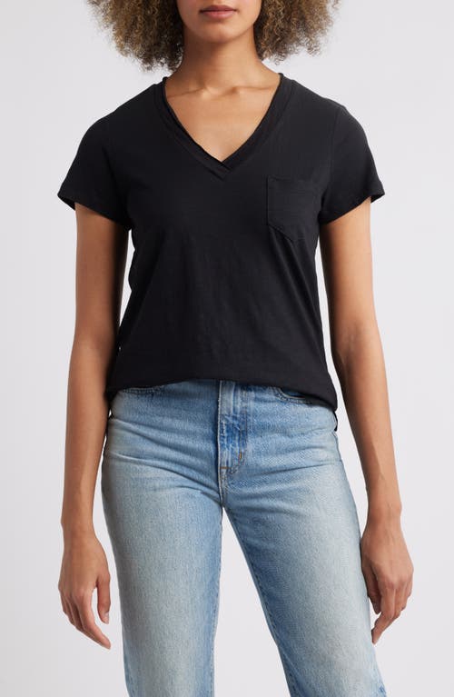 Caslonr Caslon(r) Cotton & Modal V-neck T-shirt In Black