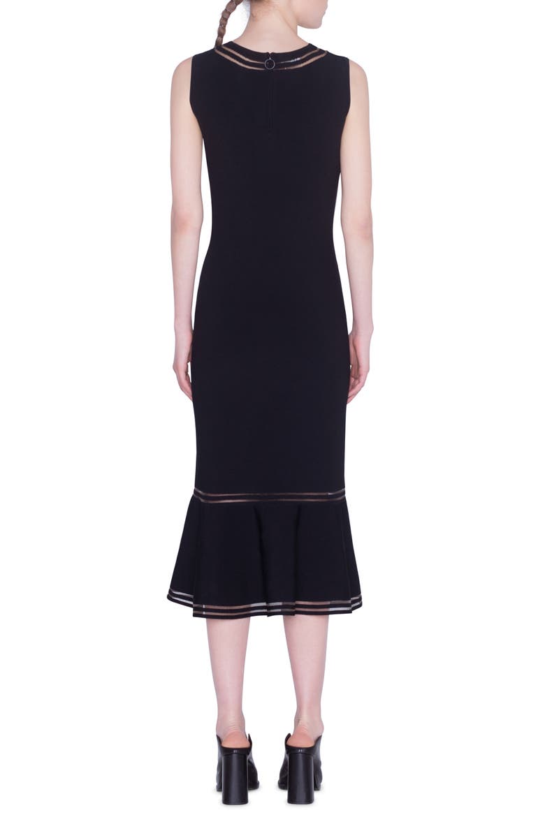 Illusion Stripe Sleeveless Midi Dress, Alternate, color, BLACK