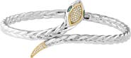EFFY Sterling Silver & 14k Gold Diamond & Tsavorite Snake Bypass Bangle