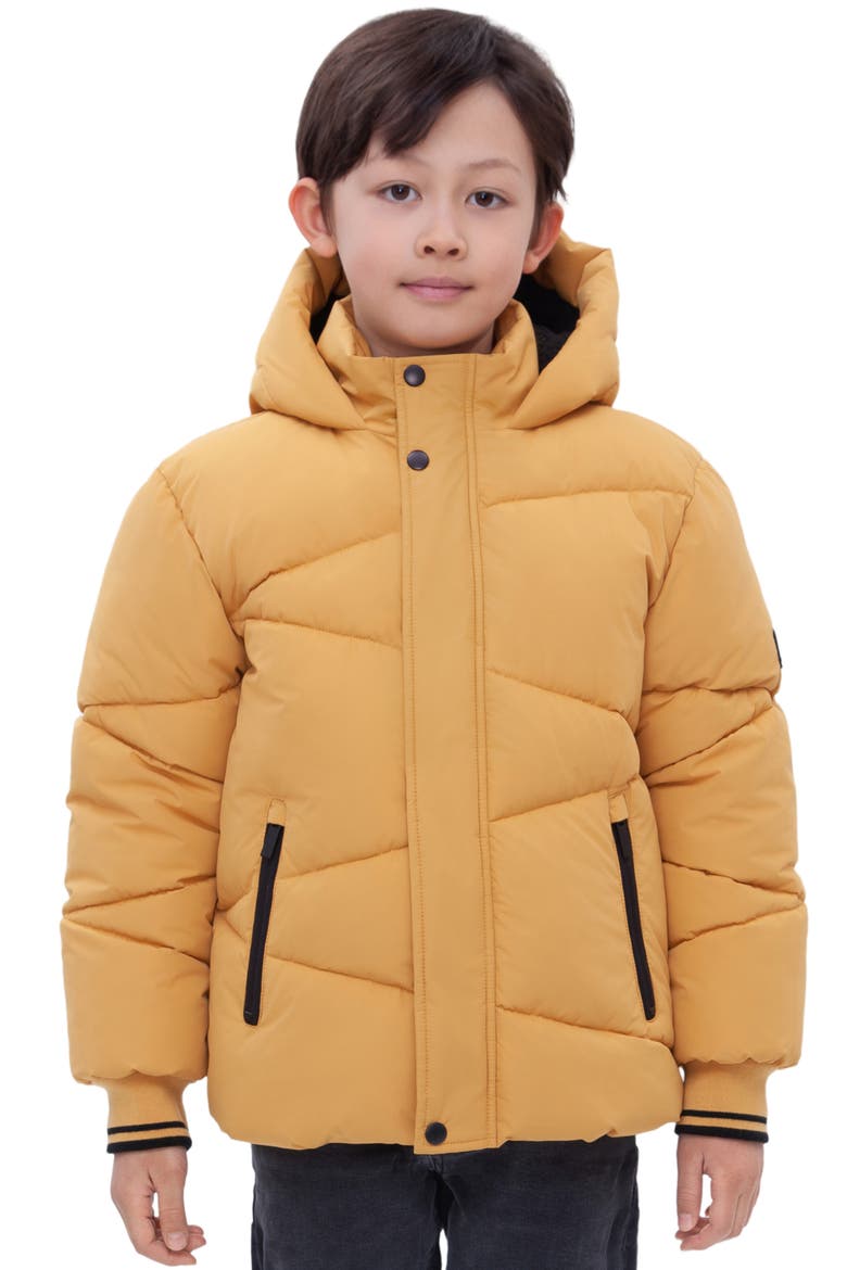 Kids' Cozy Grid Puffer Jacket, Main, color, Amber yellow