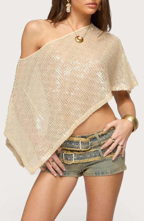 Alanna Sequin Open Stitch Poncho