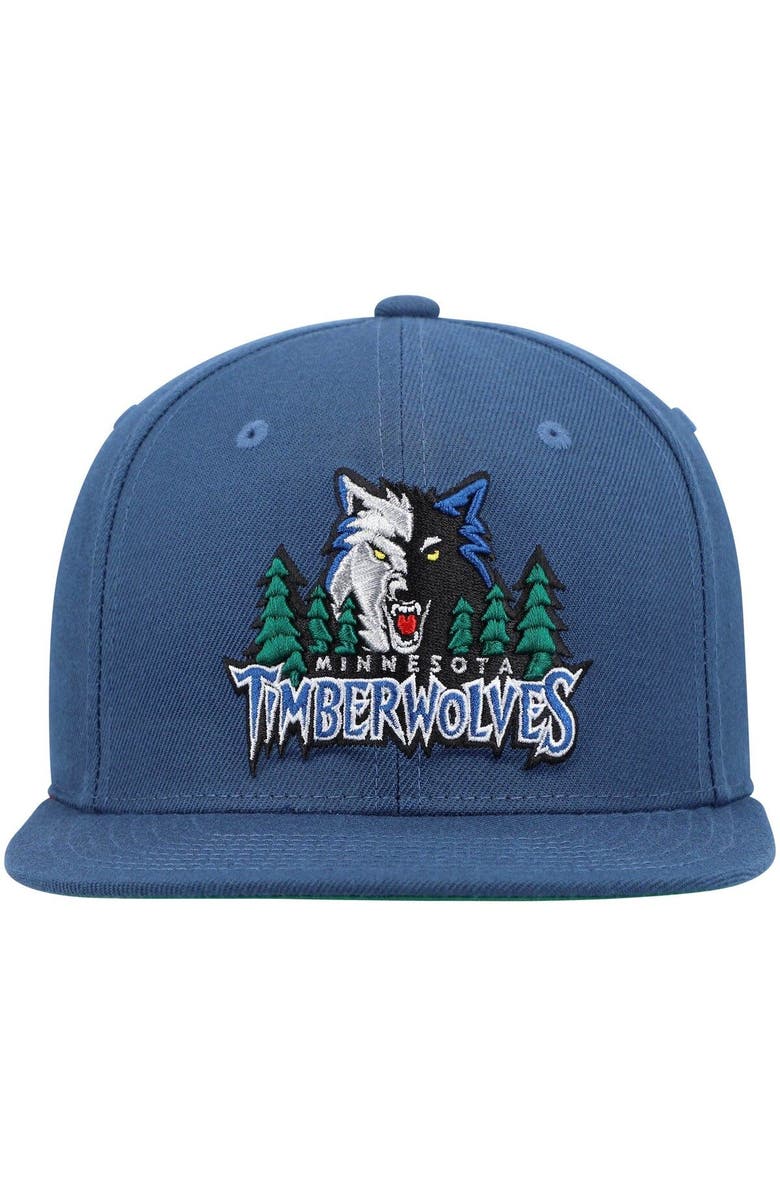 Mitchell & Ness Men's Mitchell & Ness Blue Minnesota Timberwolves Hardwood Classics Team Ground 2.0 Snapback Hat, Alternate, color, 