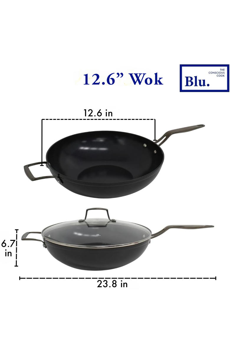 Blu. 12.6 inch Wok with Lid, Alternate, color, Black
