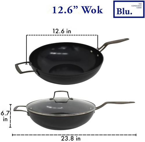 Blu . 12.6 Inch Wok With Lid In Black