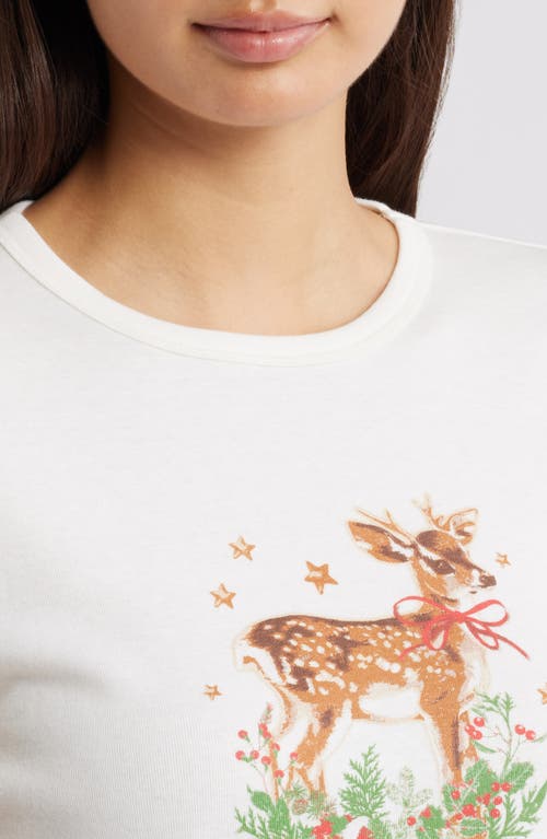 Vinyl Icons Doe Holiday Cotton Blend Graphic T-shirt In White